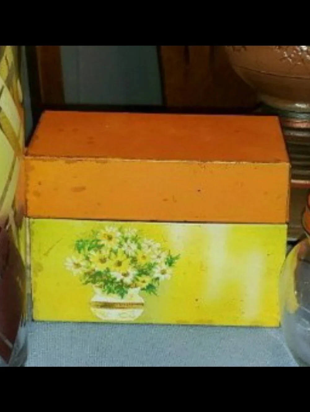 Vintage Ohio Art Metal Recipe Box With Floral Design